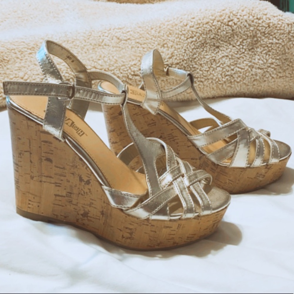 Cute gold strapped wedges